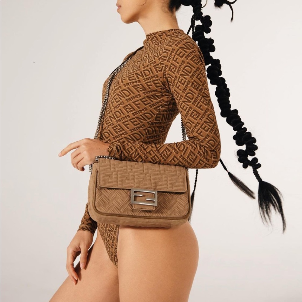 Fendi x Skims Mock Neck Long Sleeve Bodysuit - Picture 3 of 16
